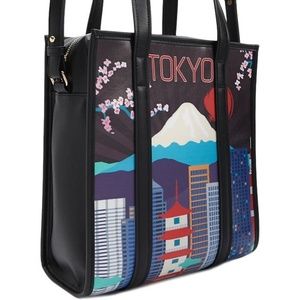 PU Tokyo Japan Graphic Satchel Tote